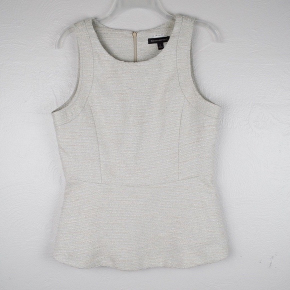 Banana Republic Tweed Peplum Cream Top Size 8 - Picture 1 of 6